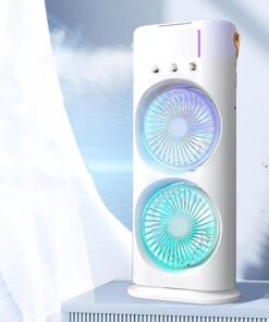 Portable Mini Double Fan Air Cooler With Mist Humidifier And Led Lighting