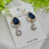 Imported Elegant Royal Blue Drop Earrings With Crystal Accents