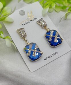 Imported Exquisite Sapphire-blue Crystal Drop Earrings