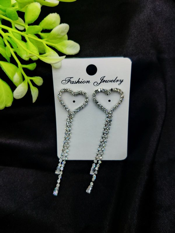 Imported Heart Drop Long Earrings/ Girls Earrings | Women Earrings - Image 3
