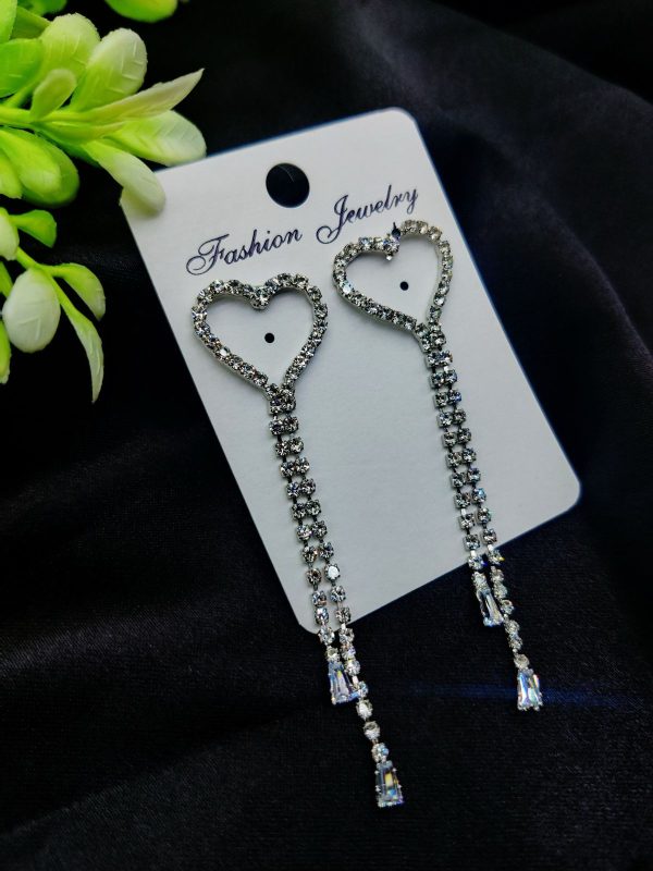 Imported Heart Drop Long Earrings/ Girls Earrings | Women Earrings - Image 4