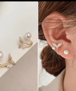 Korean Golden Fishtail Fashion Stud Earrings For Women