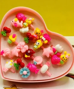 Pack Of 24 Cute Rings In Heart Shape Box