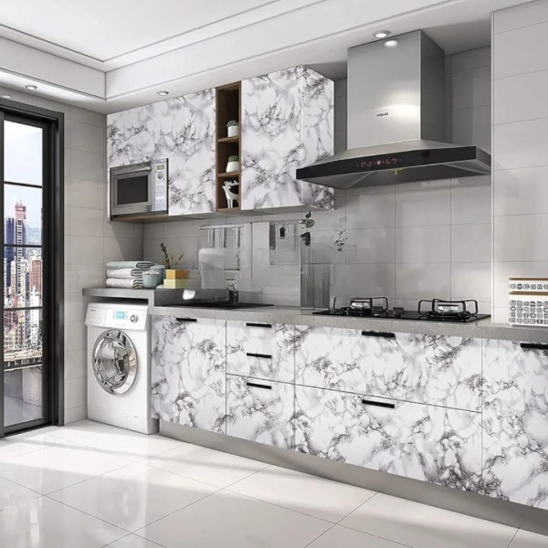 Self Adhesive White Marble Sheet Sticker For Kitchen - Image 3