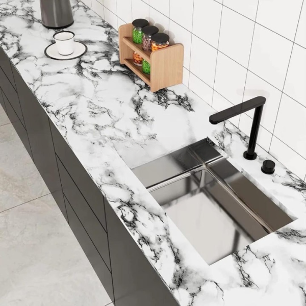 Self Adhesive White Marble Sheet Sticker For Kitchen - Image 4
