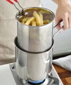 Stainless Steel Deep Fryer Frying Pot With Strainer 12ml Capacity