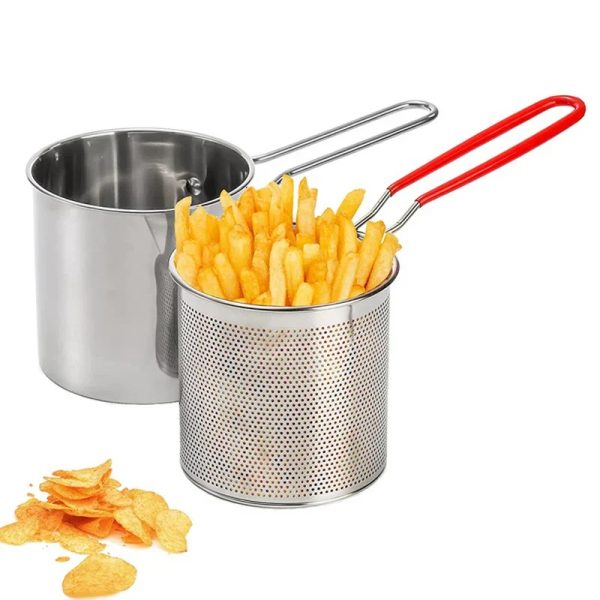 Stainless Steel Deep Fryer Frying Pot With Strainer 12ml Capacity - Image 3