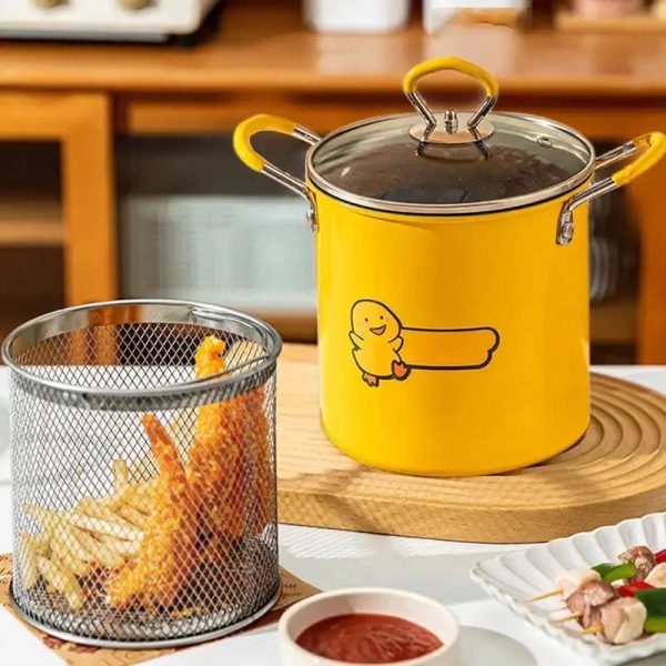 Stainless Steel Deep Fryer Frying Pot With Strainer 12ml Capacity - Image 4